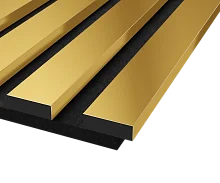 Акустическая панель, черный войлок, 3000х300х19 мм, рейки Экополимер, Желтое Золото (компл 2 шт)