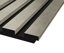 Акустическая панель, черный войлок, 3000х300х19 мм, рейки Экополимер, Платина Матовая (компл 2 шт)