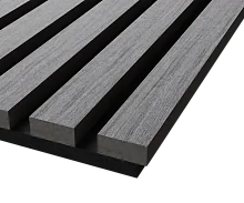 Акустическая панель, черный войлок, 2750х600х21 мм, рейки МДФ, Дуб Ардженто светло-серый