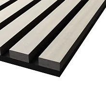 Акустическая панель, черный войлок, 1200х600х21 мм, рейки МДФ, Дуб Клэр светлый