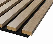 Акустическая панель, черный войлок, 2750х600х19 мм, рейки МДФ Ясень Тирамису