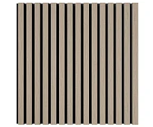 Акустическая панель, черный войлок, 600х600х21мм, рейки МДФ, шпон дуб латте бежевый