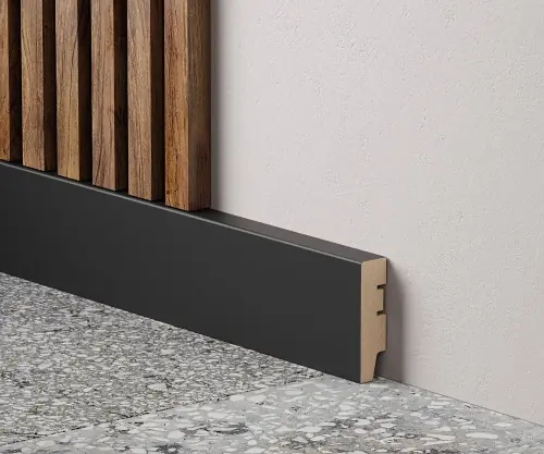 Плинтус WP80 экошпон, черный, 80х22х2400мм, МДФ