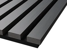 Акустическая панель, черный войлок, 2750х600х21 мм, рейки МДФ, Дуб Антрацит темно-серый